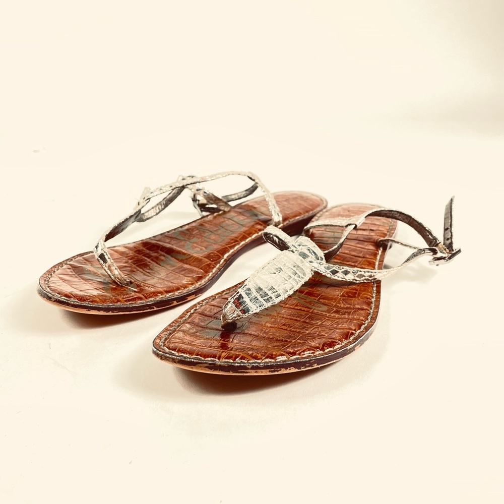 Sam Edelman Women's Gigi T Strap Sandal Silver Size 8.5